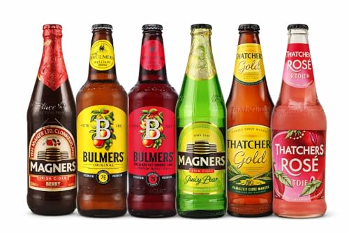 Cider Mixpaket Premium, 6 Flaschen, Magners Pear & Berry, Bulmers Original & Red Berries, Thatchers Gold & Rosé, Internationales Geschenkset, 0,5-0,568L (je Sorte eine Flasche)