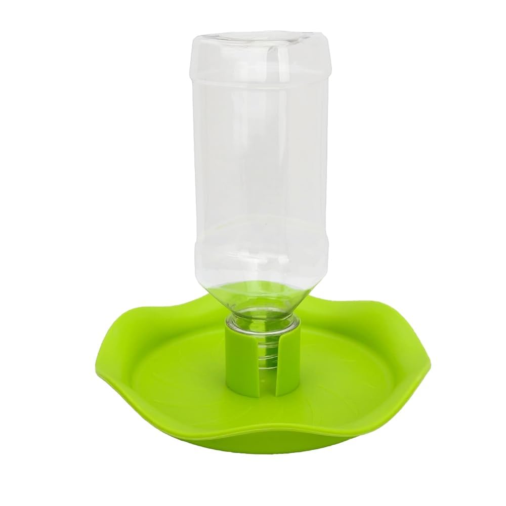 FONGKNOX Automatic Reptile Feeder Tortoise Water Dispenser with Bottle Reptile Drinking Bowl Feeding Dish Accessories Green