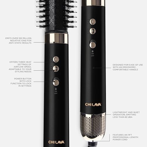 Image of CHI Lava AirGlam, Volumizes, Curls & Dries Hair, Black