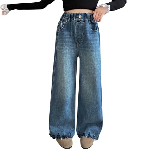 Teen Girls Straight Baggy Jeans Cute High Waist Wide Leg Vintage Denim Pants Kids Retro Casual Streetwear Jeans