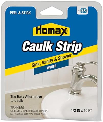 Caulk Strip White, 1/2" x 10', Sink, Vanity and Shower Caulk Strip
