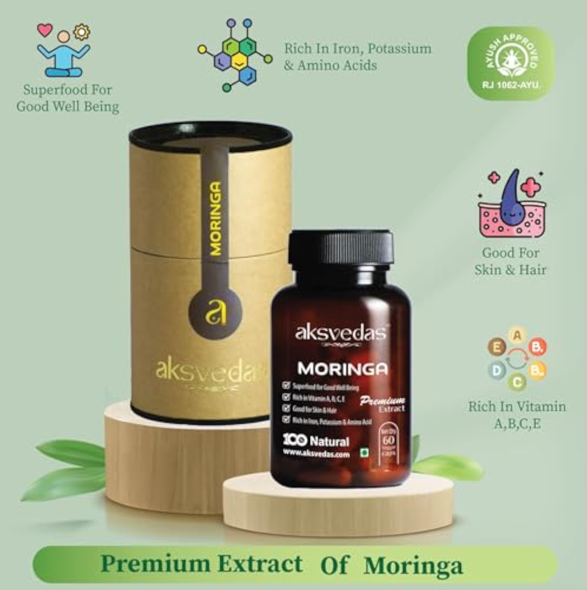 Moringa Capsules for Nutrient Support, 60 Tablets