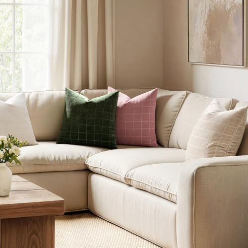 Image of MIULEE Dark Green Plaid Decorative Throw Pillow Covers 18x18 Set of 2