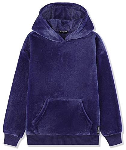 Alwaysone Women's Oversize Sweatshirt Soft Sherpa Pullover Fluffy Coat With Pocket Double Fuzzy Fleece Hoodie Size S-2Xl (Purple-L) #TOP14