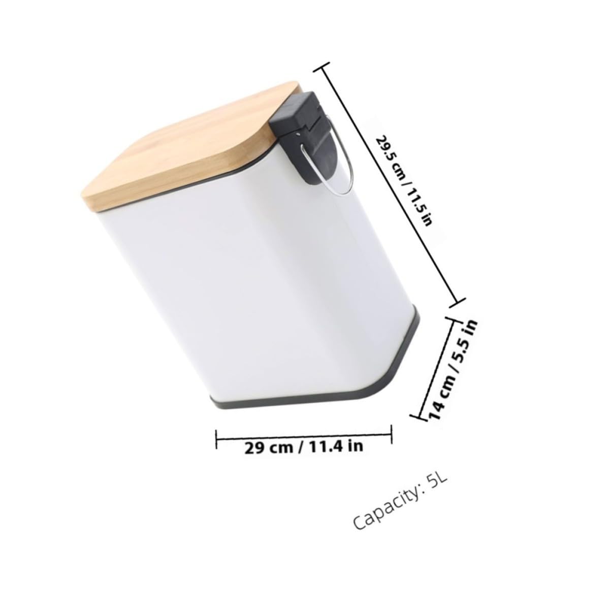 Cubo de Basura Delgado de 5 Litros con Pedal y Tapa Blanco