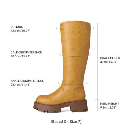 Image of DREAM PAIRS Knee High Boots, Comfortable Chunky Platform Round-Toe Side Zip Boots for Women