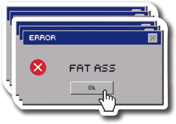 Funny Error Code Sticker - Meme Sticker for Water Bottle - Premium Quality Vinyl Bumper Stickers 2-Pack | 5-Inch on Widest Side | Made in USA - FHJ592