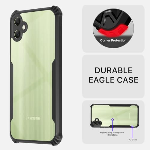 Image of Pikkme Back Cover | Crystal Clear Transparent Back | Ultra Hyrbid | Full Camera Protection | Raised Edge | Bumper Back Case for Samsung Galaxy A05 / M05 / F05 (Black)