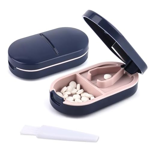 VMUTGA Taglia Pillole, Separatore di Pillole per Pillole Piccole e Pillole Grandi, Taglia Pastiglie con Lama per Spaccare e Portare con te Farmaco Quotidiano per Viaggi e uso Quotidiano (Blu)