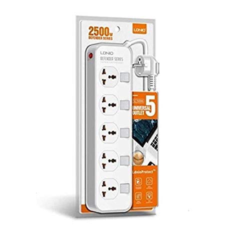 Surge protectors LDNIO 5 Socket Power Strip with Individual Switches, Overload Protection, Copper Material Body and Smart IC Technology (White)