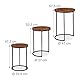 Relaxdays Satztisch 3er Set, runde Beistelltische, Mangoholz, Industrie Design, schwarzes Metallgestell, 3 Größen, natur