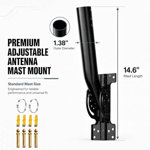 Image of Universal Wireless Bridge Mount | Pole & Wall-Mounted Antenna Mast for Outdoor Antennas, Starlink Extender, Weather Stations & WiFi Extenders (Black-1Pack)