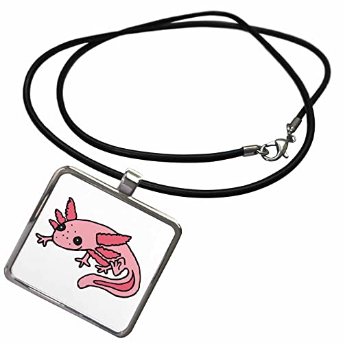 3dRose Funny Cool Pink Mexican Axolotl Salamander Cartoon - Necklace with Pendant (ncl_357824)