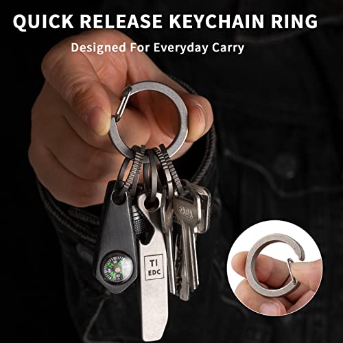 Image of TISUR Titanium Keychain Rings,Carabiner Dog Tag Key Chain Rings