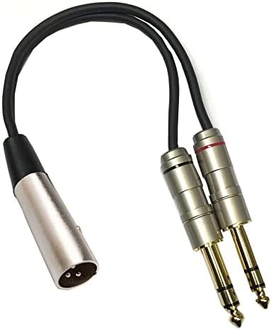 Studio Z XLR 6" Y Splitter Cable Gold Tips, 3 Pin Balanced XLR Female to Dual 1/4" Patch or Male to Dual 1/4" Y Cable Balanced Microphone Splitter Cord Audio Adaptor 6 Inch (6" Male to Dual 1/4")