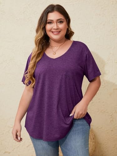 Image of BELAROI Women Plus Size Tops V-Neck Tunics Shirts