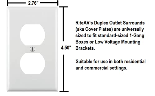 Riteav Duplex Outlet Wall Plate, Receptacle Outlet Cover, Electric Plug Cover, Standard-Sized 1-Gang - White (2 Pack) #TOP2