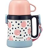 ピーコック魔法瓶工業(The-peacock) ピーコック 水筒 0.36L 0.4L 2way 保温 保冷 魔法瓶 ステンレス ボトル 子供 ワンタッチ コップ付き ストロー コーラルドット ASK-W40 CRD
