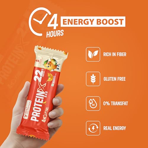 Image of Bolt High Protein Bar | 22g Protein Per Bar | No Sugar | Gluten-Free | Power Snack for Gym, Sports & Muscle Recovery | Pack of 1 - Mango