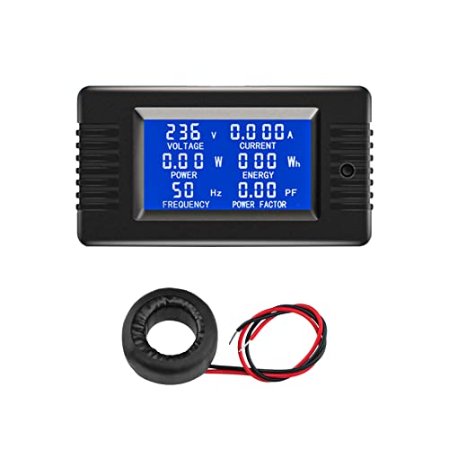 Aideepen LCD Digital Amperemeter Voltmeter AC 80-260V 100A, Leistungsmesser 6-in-1 Home Stromzähler Panel, Energiezähler Stromzähler mit geschlossenem Typ CT