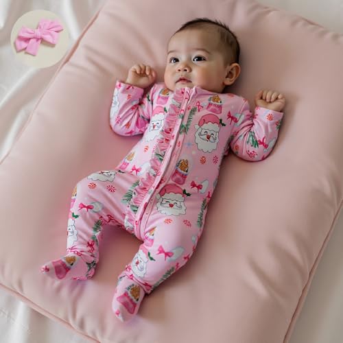 Image of Kuriozud Newborn Infant Unisex Baby Boy Girl Button Solid Romper Bodysuit One Piece Jumpsuit Outfits Clothes | Newborn Baby Girl Sleeper for Daily, Brithday, Halloween, Christmas, New Years, Valentines, St. Patrick's Day, Easter 0-9M