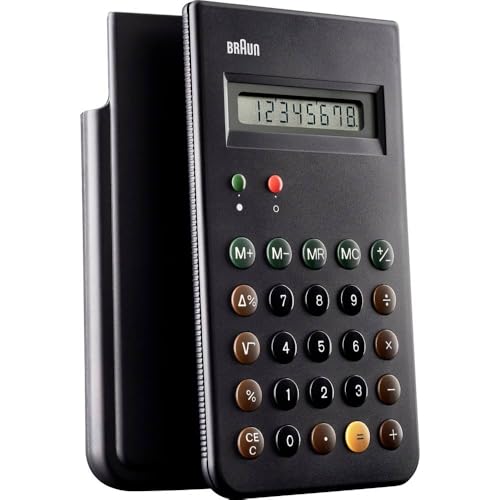 Braun BNE-001-BK - Calculadora electrónica, capacidad de operación de 8 digitos, tapa protectora deslizante, apagado automático, color negro