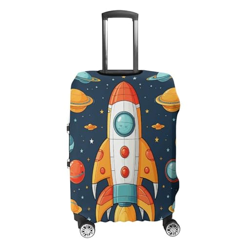 Rocket Clipart Space Ship Printed Luggage Cover Protector, Fits 18-32 Inch Luggage4