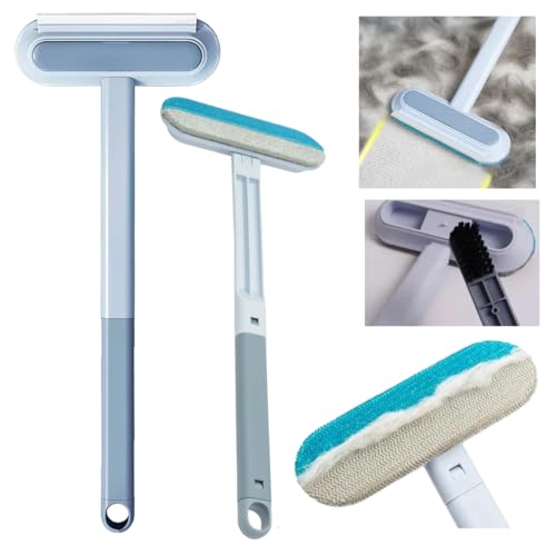 Escova Multiuso 4 em 1, Ideal para Vidros, Remove Pelos de Animais, Rodo de Silicone e cabo extensor com 48cm