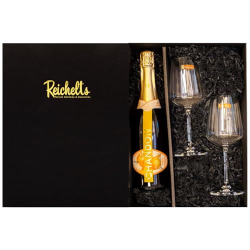 Chandon Garden Spritz 0,75 l + 2 x Spiegelau Kristallglas als Geschenkset in Präsentbox by Reichelts I Das ideale Geschenk egal ob Geburtstag, Hochzeit, Veranstaltung oder Einladung
