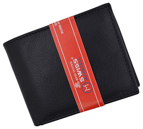 RFID Blocking Mens Leather Credit Card Bifold Wallet With Removable ID Holder