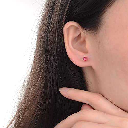 12 Pairs 18K Gold Plated Surgical Stainless Steel Stud Earrings, Flat Back Screw Back Cubic Zirconia Stud Earrings For Women, Silver Cz Brithstone Stud Earrings Set (Silver 4Mm) #TOP6