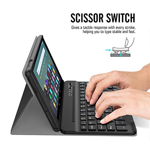 MoKo Kindle Fire 7 Tablet (9th Generation - 2019 Release Custodia, Tastiera Bluetooth Senza fili QWERTY (Versione Americana) Custodia per Kindle Fire 7 Tablet (7