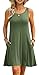 AUSELILY Women's Summer Dress Sleeveless Floral Mini Dresses with Pockets Bohemian Dress 2025 New Army Green S