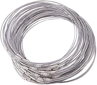 NBEADS 100 Strands Stainless Steel Wire, String Wire Necklace Cord with Brass Screw Clasp for Diy Jewellery Making, Dark Gray, 17.5" x1mm