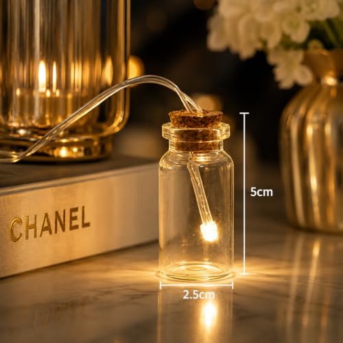 Image of MoonlitDreams Jar Shape LED String Fairy Light 14 LED 3 Meter Night Light for Home Decor, Plastic Jar String Lights for Bedroom Decor, LED Light for Indoor, Outdoor Decoration (Warm White, Plug-in)