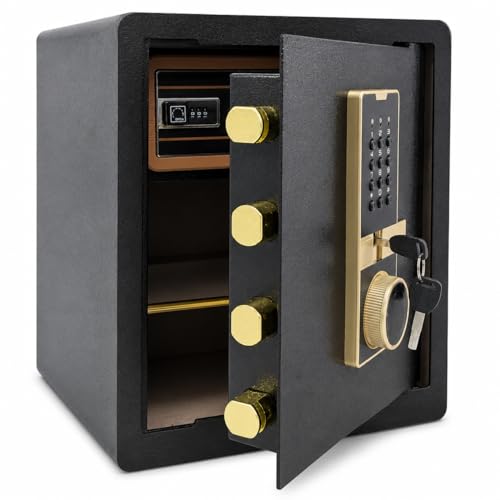 Caja fuerte, 45 cm de alto, 39 L, 3 capas, caja fuerte con compartimento de seguridad integrado, armario de seguridad para dinero, dinero en efectivo, objetos de valor, teclado electrónico digital