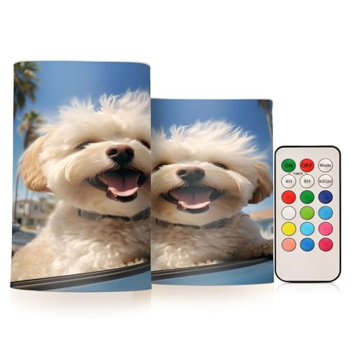 ALAZA Dog (18) Flickering Flameless Candles Battery Operated with Remote Timer,Tea Light Candles LED Pillar Votive Candles Set of 2 for Outdoor Indoor Decorations