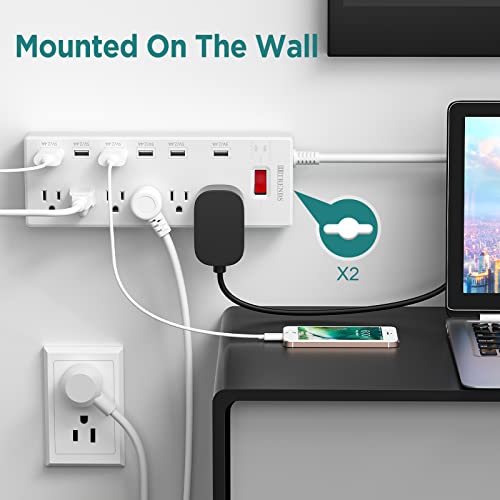 Hitrends Surge Protector Power Strip 6 Outlets With 6 Usb Charging Ports, Usb Extension Cord, 1625W/13A Multiplug For Multiple Devices Smartphone Tablet Laptop Computer (6Ft, White) #TOP5