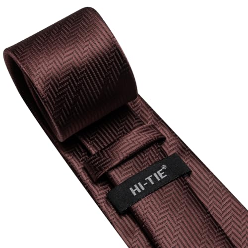 Image of Hi-Tie Men Silk Ties Set with Flower Lapel Pin Necktie Pocket Square Cufflinks for Tuxedo Wedding Business