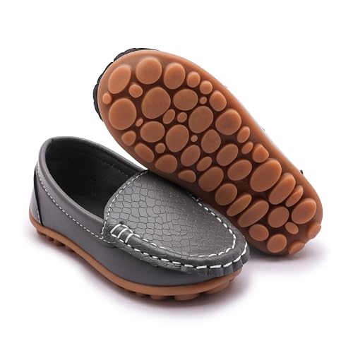 Image of Boys Loafers PU Leather Slip-On Toddler Dress Shoes Non-Slip Sole Kids Moccasins for School Events and Daily Wear