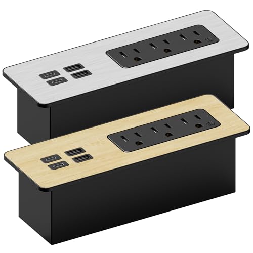 Emerising SH001-PRS-65W Extensión de corriente empotrada con 7 tomas, 2 puertos USB-C, estación de carga rápida 65W, protector de sobretensión con cable de 1.83 m, montable en muebles para oficina y hogar (2 unidades) miniatura 2
