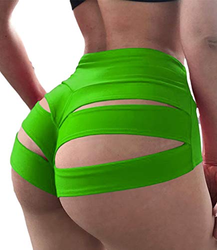 BZB Women s Yoga Shorts Cut Out Scrunch Booty Hot Pants High Waist Gym Workout Active Butt Lifting Sports Leggings Green