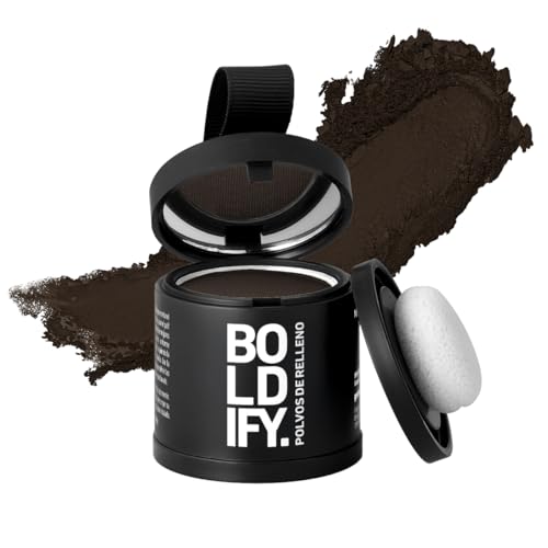 BOLDIFY Retocador de raíces en polvo – Cubre Canas Mujer y Hombre 24 Horas – Maquillaje Capilar Resistente al agua, No Mancha 10g (Castaño oscuro)
