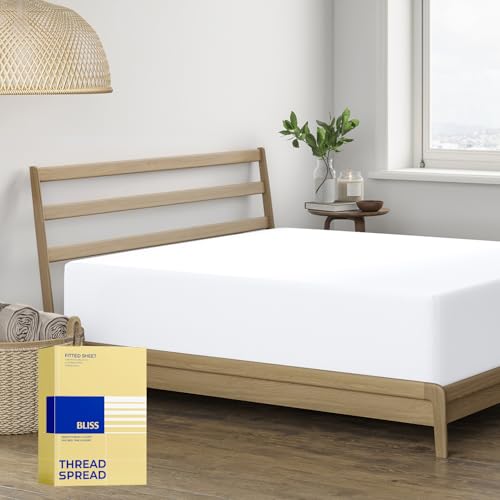 Thread Spread King Size Fitted Sheet Only - 100% Egyptian Cotton 600 Series Bliss Collection Deep...