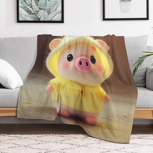 Plaid douillet cochon mignon contre le froid sur le canapé
