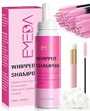 EMEDA Whipped Lash Shampoo Kit, Deep Cleanser Foam, 100ml Lash Cleaning Kit with Brush, Cleanser for Extension & Cluster & Strips Eyelash, Salon & Home Use Supplies (Unscented)