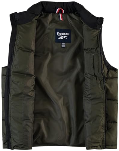 Image of Reebok Mens Puffer Vest - Full Zip Midweight Thick Insulated Sleeveless Jacket for Men - Outdoor Quilted Puffer Winter Vest