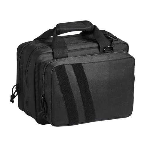 VEVOR Range Bag for 2 Pistols, Tactical Gun Bag with 2 Built-in Removable Pistol Bags & 6 Detachable Magazines, Gun Range Bag for Outdoor Hunting Shooting, Lockable Carrying Handgun Bag Case, Black - VEVOR
