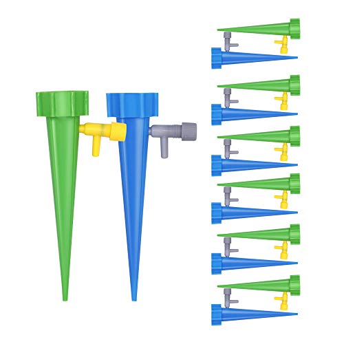 Banydoll Plant Watering Devices, Plant Self Watering Spikes Devices Upgrade Automatic Drip Irrigation Drippers with Slow Release Control Valve Switch, for Indoor Outdoor Vacation Plants Watering (12)