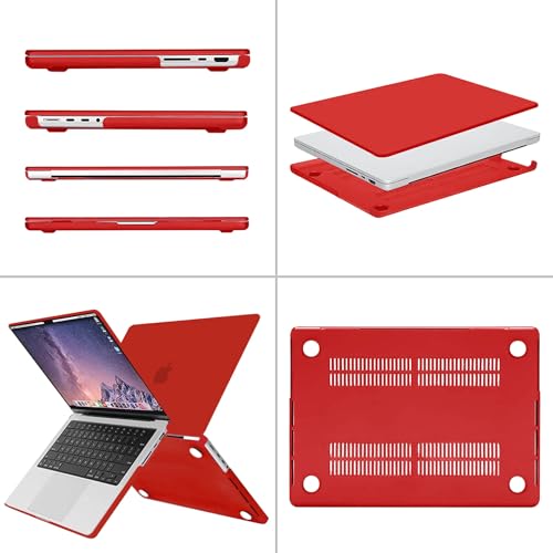Image of MOSISO Compatible with MacBook Pro 14 inch Case 2025 2024 2023 2022 2021 M5 M4 M3 M2 M1 A3434 A3112 A3185 A3401 A2918 A2992 A2779 A2442, Hard Shell&Keyboard Cover&Screen Film&Pouch,Red